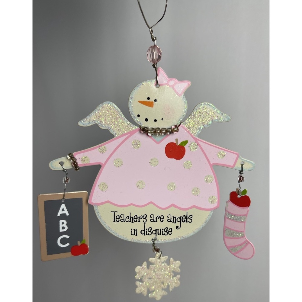 Teachers are Angels In Disguise Ornament Metal Christmas‎ Teacher Gift Folk Art - Picture 3 of 8